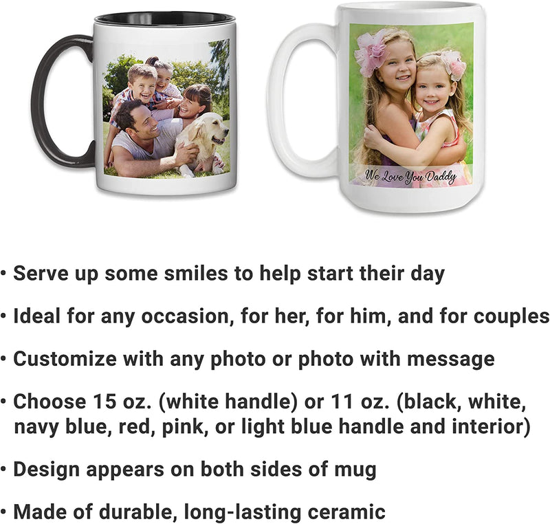 Load image into Gallery viewer, Let&#39;s Make Memories Personalized Photo Mug-Custom Coffee Mug- 11oz- Black Handle- For Father&#39;s Day/For Dad
