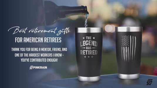 Retirement Gifts for Men Women 2023 - The Legend Has Retired - 20oz American Flag Tumbler