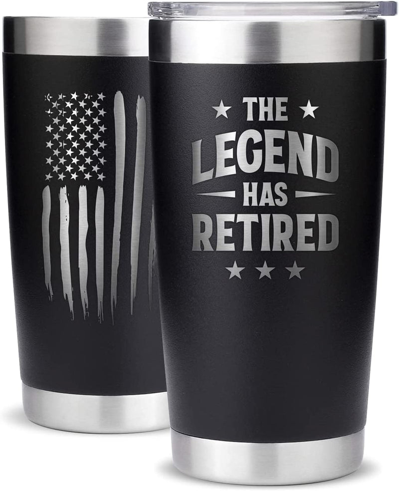 Load image into Gallery viewer, Retirement Gifts for Men Women 2023 - The Legend Has Retired - 20oz American Flag Tumbler
