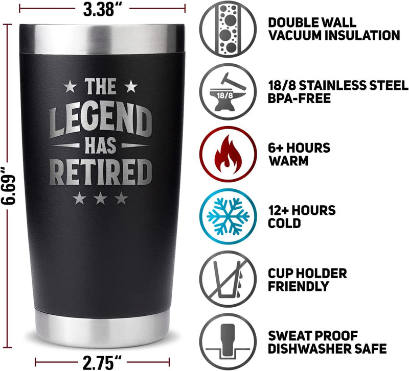 Load image into Gallery viewer, Retirement Gifts for Men Women 2023 - The Legend Has Retired - 20oz American Flag Tumbler
