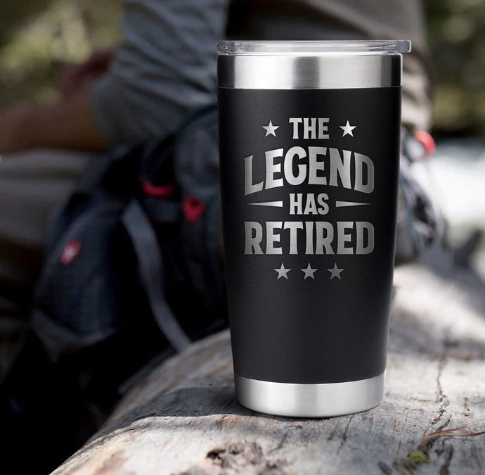 Retirement Gifts for Men Women 2023 - The Legend Has Retired - 20oz American Flag Tumbler